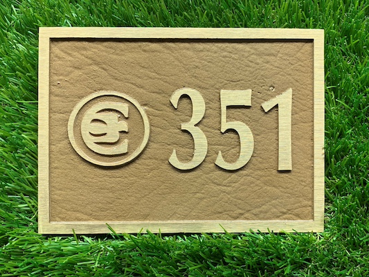cast bronze yardage marker with logo