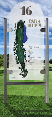 acrylic tee sign with vinyl print