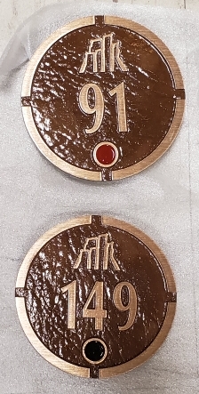 cast bronze painted yardage markers