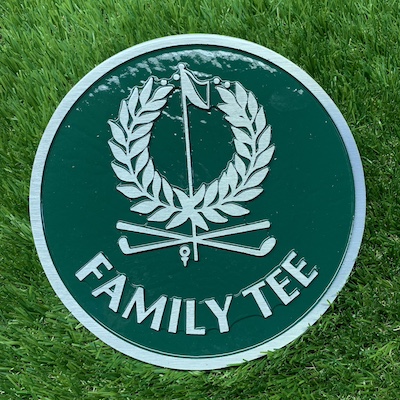 cast aluminum family tee marker
