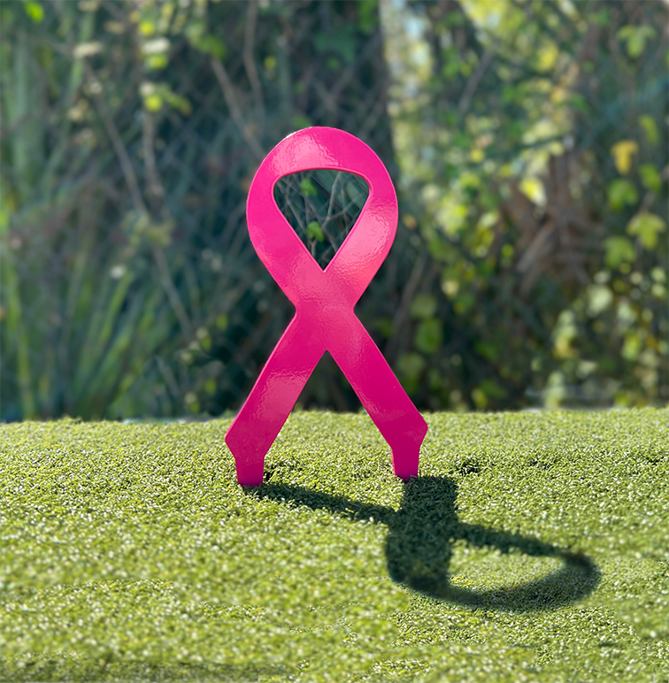 pink breast cancer ribbon tee marker