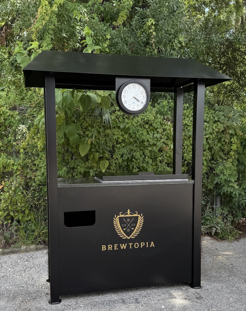 cooler with clock and awning