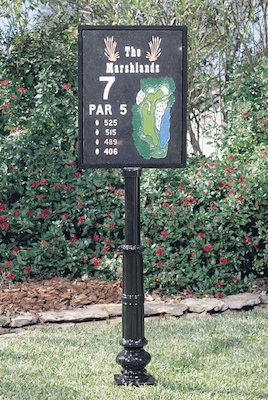 black granite carved tee sign with custom frame