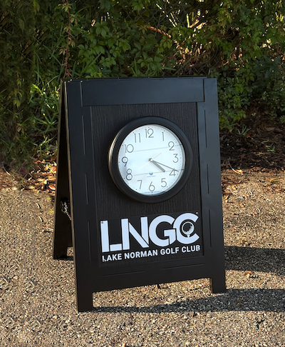 Black logo A frame with clock