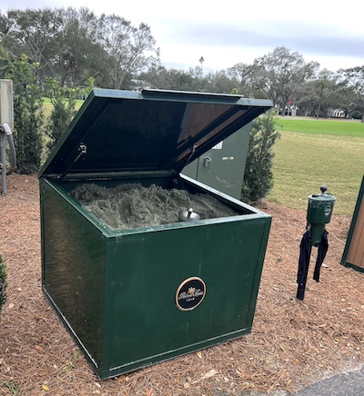 large metal divot mix box open