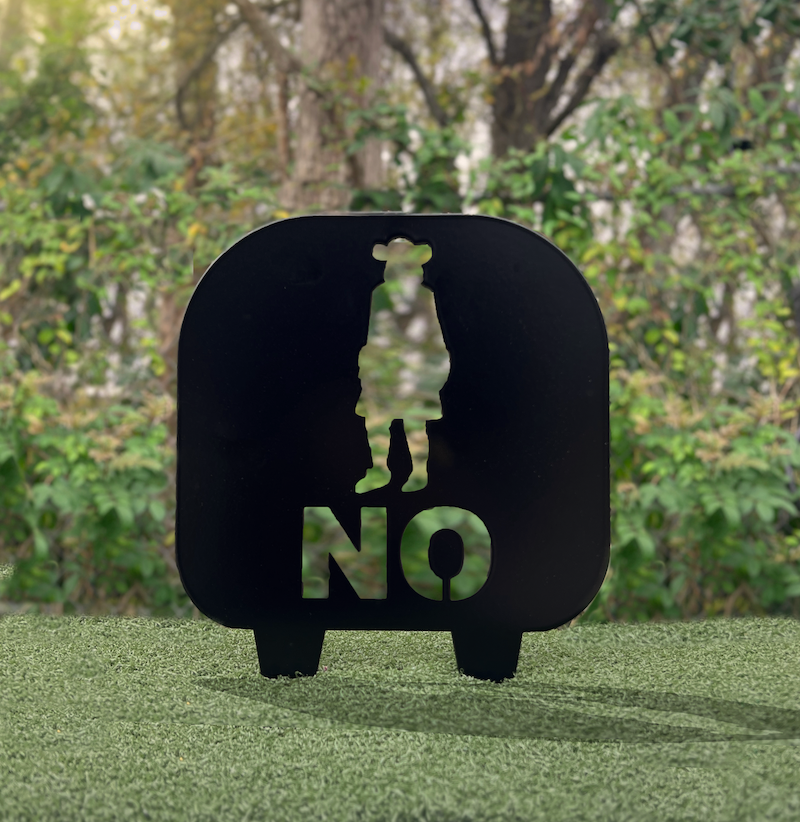 logo and no directional cart path sign